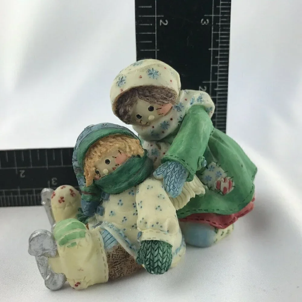 Vtg 1995 Enesco Mary Rhyner Cute as Button Girl Helping Boy Ice Skater Figurine